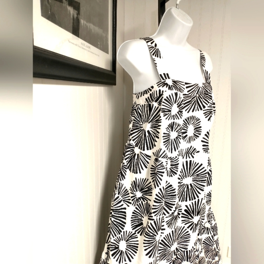 Loft (Firework) Maxi Tiered Linen Blend Square Neckline Sundress Size XS